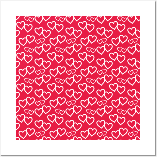 Red and White Hearts Repeated Pattern 089#001 Posters and Art